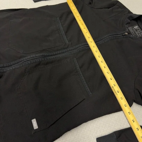 FIGS Technical Collection Black Full Zip Scrub Jacket Womens Large Bomber Style - Picture 7 of 7